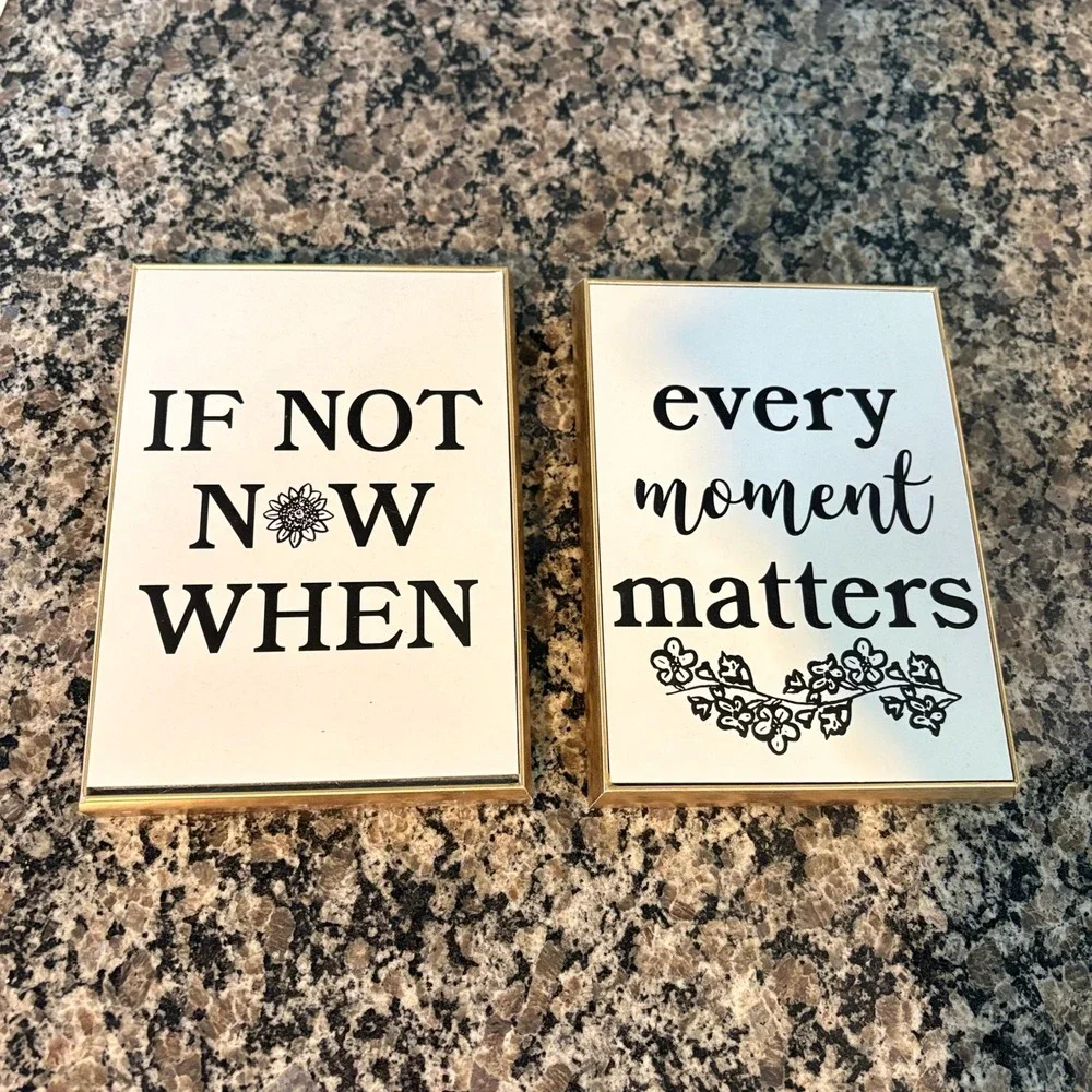 Inspirational Wall Art Set 2 If Not Now When Every Moment Matters Gold Frame